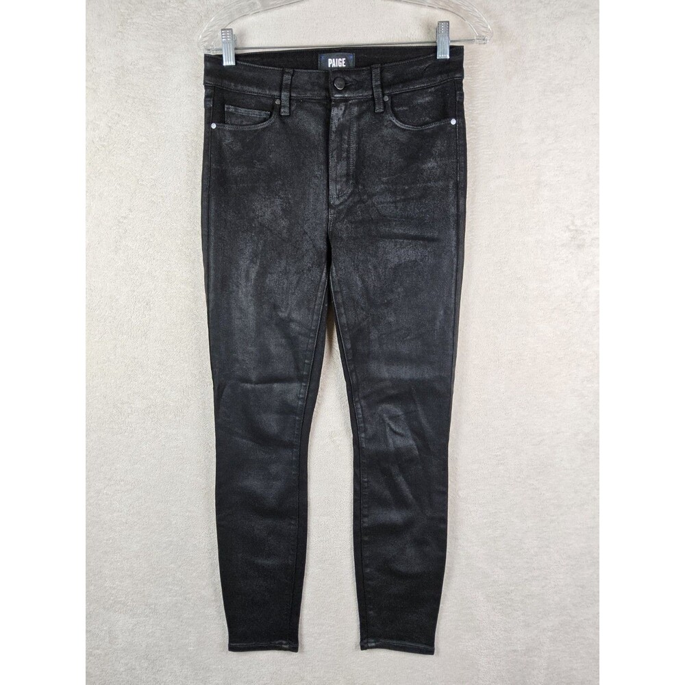 Paige Women's Hoxton Ankle Coated Black Denim Jeans Size 27